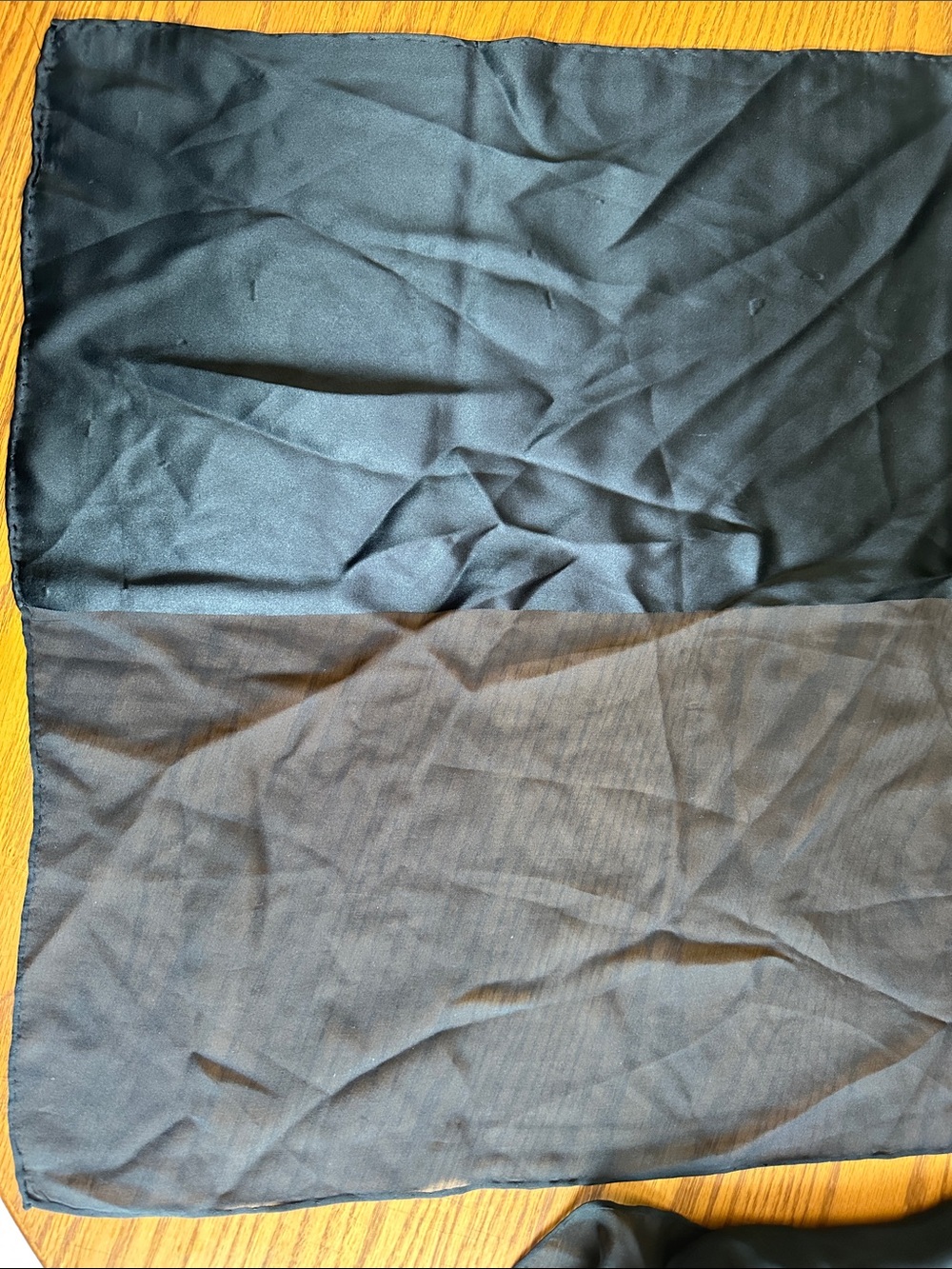 Elegant Two-Tone Women's Scarf in Black Satin and Sheer Black